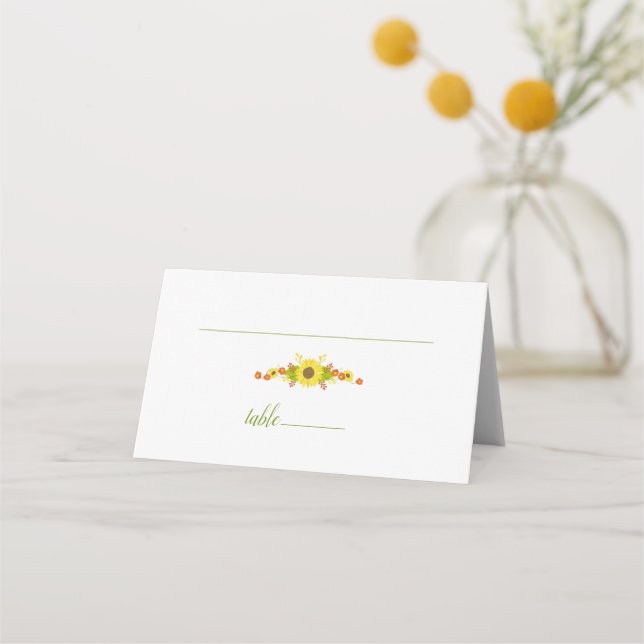 Carte De Placement Joli Mariage de tournesol (Devant)