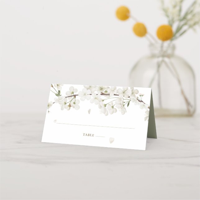 Carte De Placement Joli Mariage Floral Blancs (Devant)