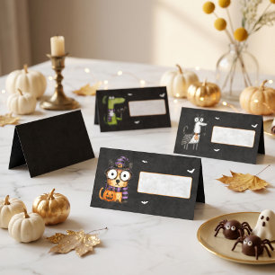 Carte De Placement Jolie fête Halloween aquarelle effrayante