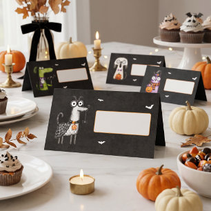 Carte De Placement Jolie fête Halloween aquarelle effrayante