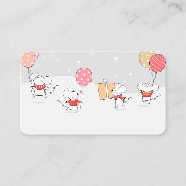 Carte De Placement Jolie Petite Mice Fête De Vacances (Devant)