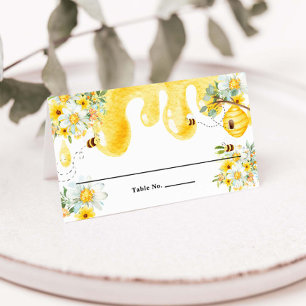 Carte De Placement Jolies abeilles à miel Fleurs jaunes Fête d'annive