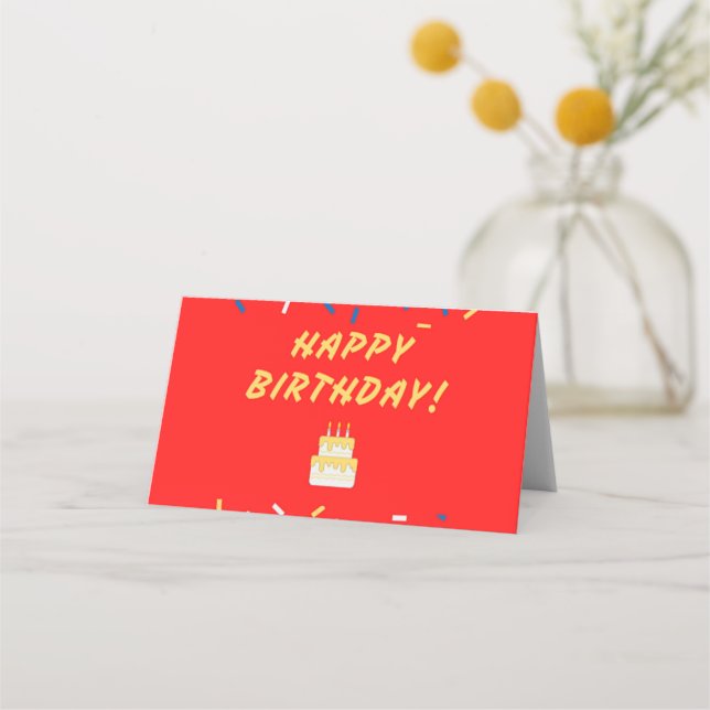 Carte De Placement Joyeux anniversaire sur rouge (Devant)
