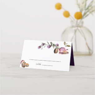 Carte De Placement Joyeux Macaron   Élégant Violet Floral Moderne
