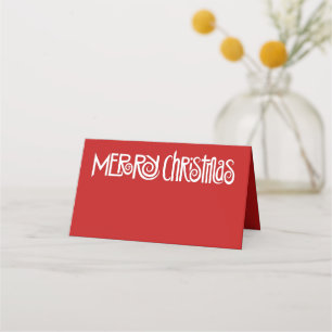 Carte De Placement Joyeux Noël blanc Texte plié Carte de lieu