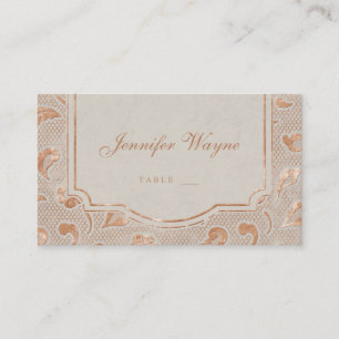 Carte De Placement Kraft or dentelle mariage campagnard rustique cart