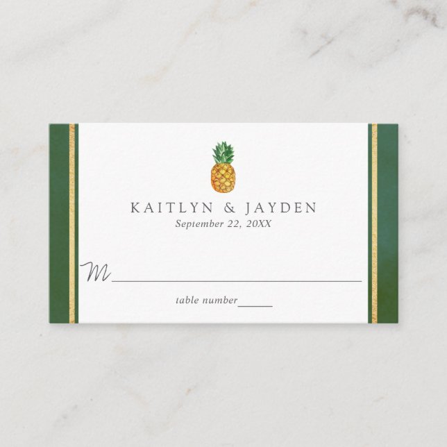 Carte De Placement La collection de Mariages d'ananas tropicaux (Devant)