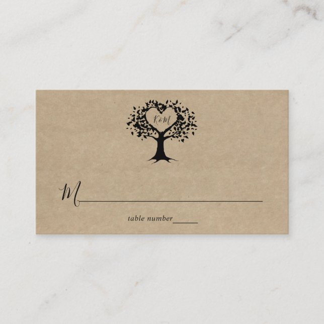 Carte De Placement La collection Rustic Heart Tree Mariage (Devant)