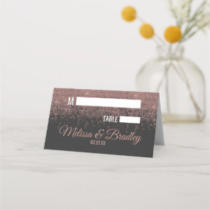 Carte De Placement La Parties scintillant Rose Gold Sparkings Black P