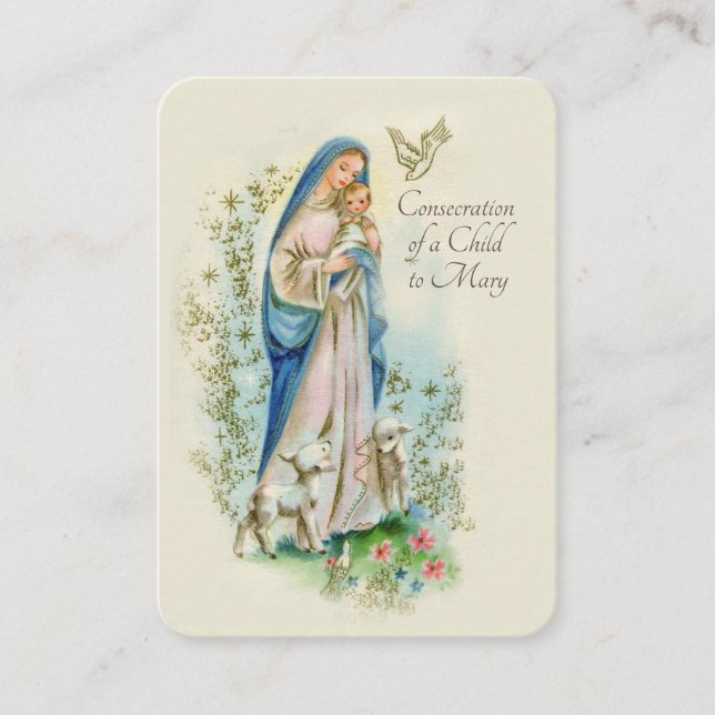 Carte De Placement La prière de consécration catholique de l'enfant à (Devant)