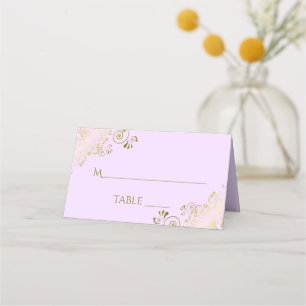 Carte De Placement Lacy Gold sur Lilac Purple Mariage élégant écritur