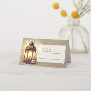 Carte De Placement Lanterne Bronze Doré Mariage Table Rustique