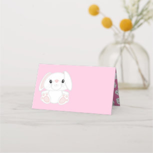 Carte De Placement Lapin Baby shower rose
