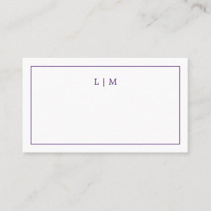 Carte De Placement Lauren Purple Monogramme Mariage élégant
