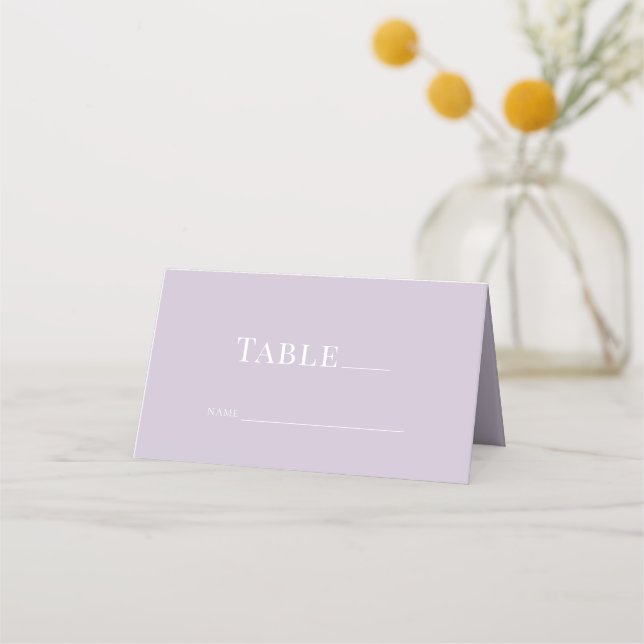 Carte De Placement Lavande blanc Mariage de texte plié (Devant)