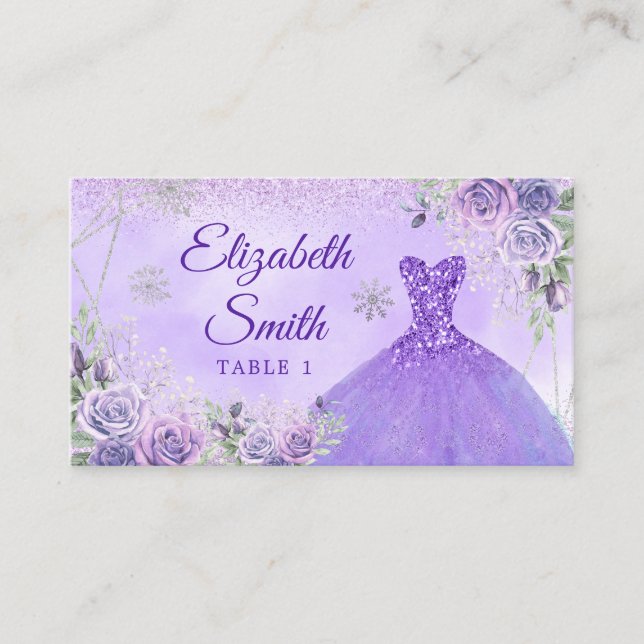 Carte De Placement Lavande de Noël géométrique Princesse Quinceañera (Devant)