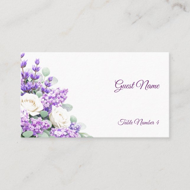 Carte De Placement Lavender and Lilacs Wedding Place Cards - Flat (Devant)