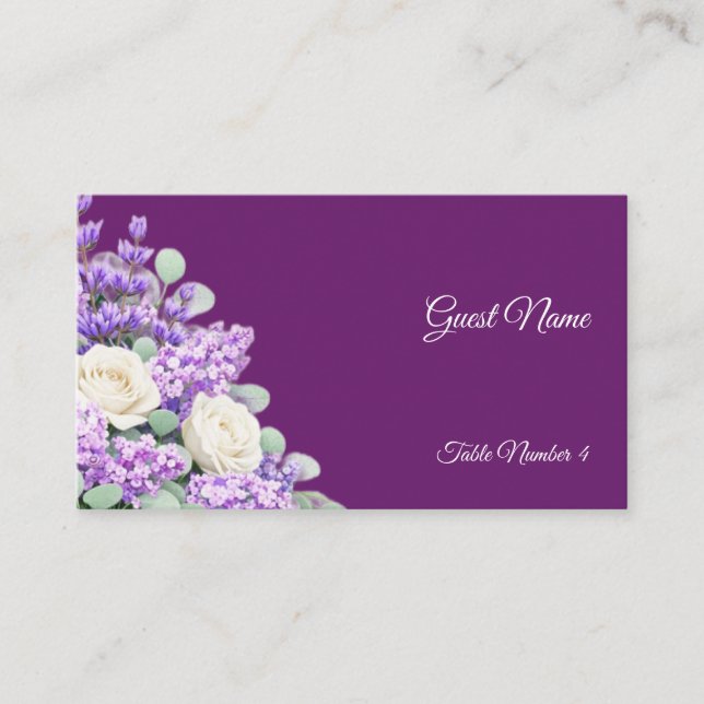 Carte De Placement Lavender and Lilacs Wedding Place Cards - Flat (Devant)