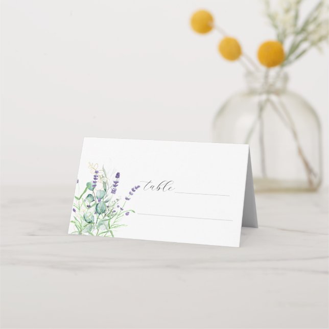 Carte De Placement Lavender Eucalyptus Purple Flower Mariage (Devant)