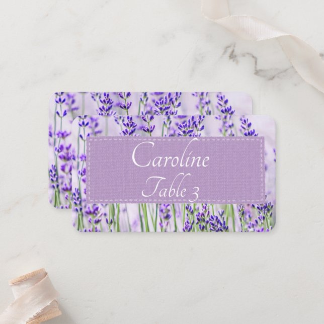 Carte De Placement Lavender Fields Mariage Standard Place Card (Devant/Arrière en situation)