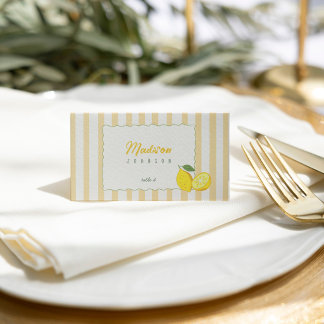 Carte De Placement Lemon Graduation Place Card Yellow Stripe Citrus