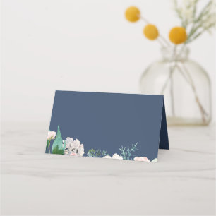 Carte De Placement Les pivoines romantiques   Carte Étiquette Blue Bu