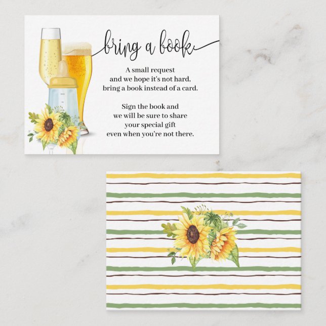 Carte De Placement Les tournesols apportent un livre Bubbles Baby sho (Devant / Derrière)