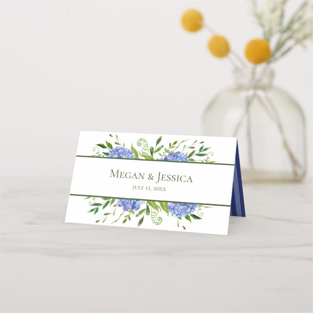 Carte De Placement LGBTQ Blue Hydrangeas Floral Mariage (Dos)