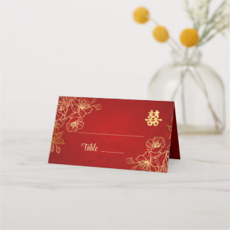 Carte De Placement Ligne artistique florale Mariage chinois