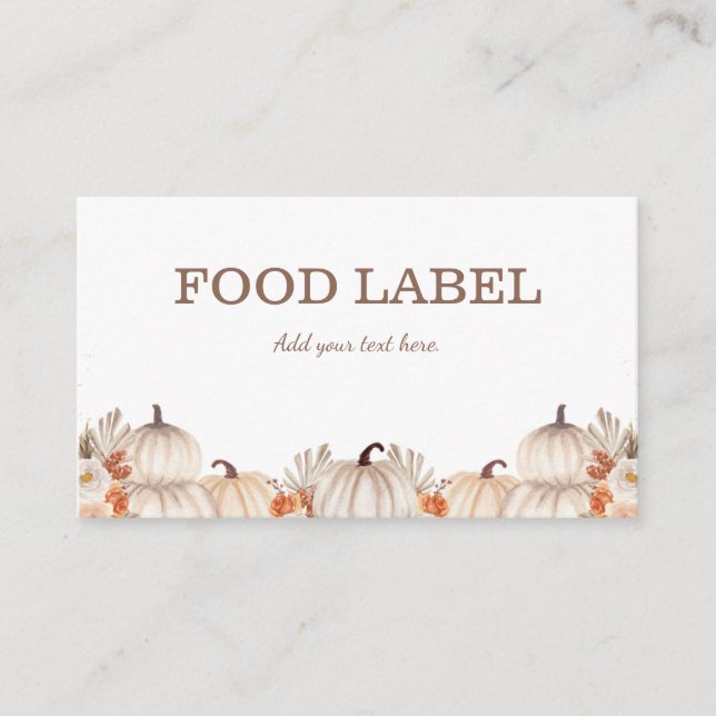 Carte De Placement Little Pumpkin Food Label Buffet Card (Devant)