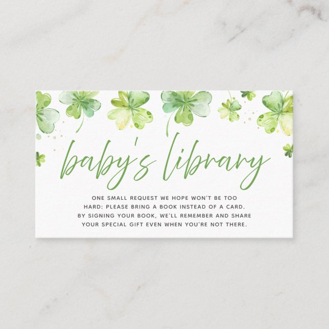 Carte De Placement Livres de Baby shower shamrock pour Baby Insert Ca (Devant)