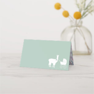 Carte De Placement Llama Baby shower vert mignon Hommes Neutre