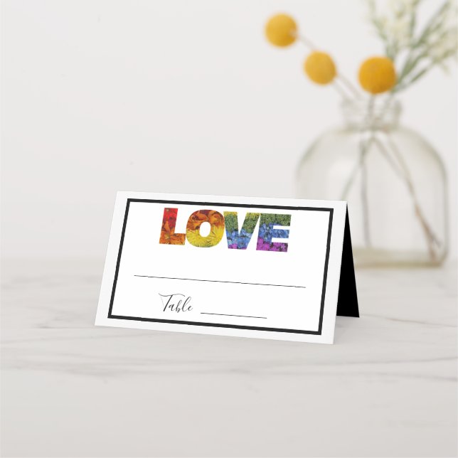 Carte De Placement LOVE Flowers Collection de Mariages du même sexe (Devant)