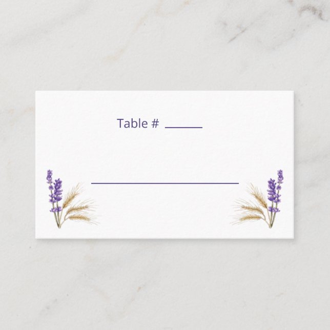 Carte De Placement Lovely Lavender & Blé Flat Place Card (Devant)