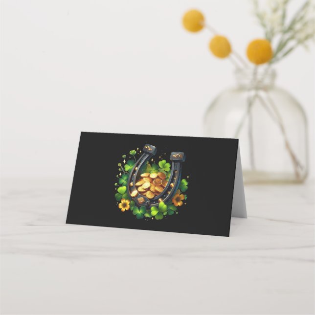 Carte De Placement Lucky Horseshoe et Gold Coins St. Patrick's Day (Devant)
