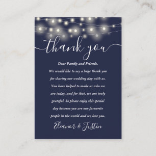Carte De Placement Lumières de Chaîne Bleu Marine Mariage Remerciemen