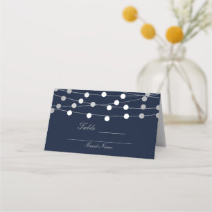 Carte De Placement Lumières de Chaîne Bleues et Argentées Mariage Mod