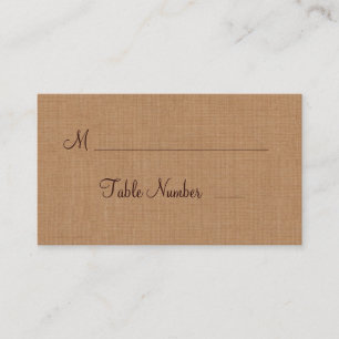 Carte De Placement Luminaires à crémaillère sur Burlap Place Card