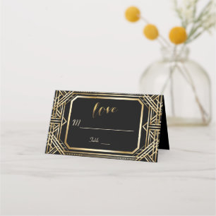 Carte De Placement Luxe Black and Gold Great Gatsby Mariage
