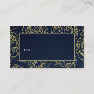 CARTE DE PLACEMENT LUXE NAVY FAUX GOLD ELEGANT ROSE FLORAL MARIAGE