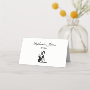 Carte De Placement Madame vintage With Pearls Blk White d'art déco