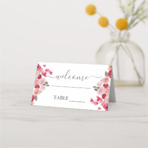 Carte De Placement Magenta Rose Floral mariage carte de place