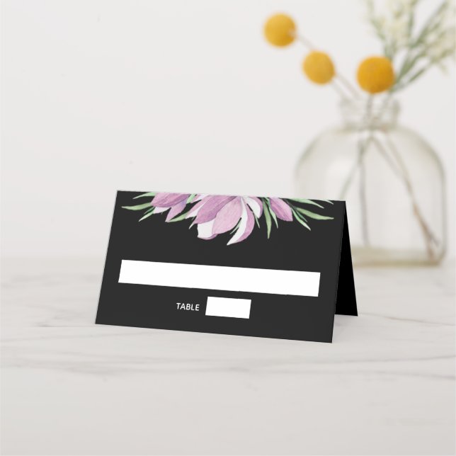 Carte De Placement Magnolias sur la florale noire (Devant)