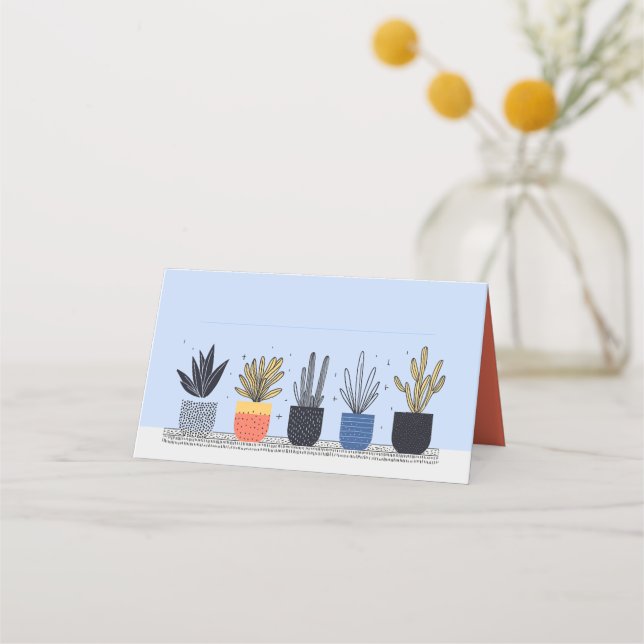 Carte De Placement Maison en pot botanique plantes Nom Carte Place (Devant)