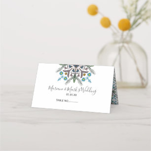 Carte De Placement Mandala de verdure botanique mariage floral coloré