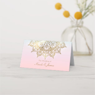 Carte De Placement Mandala doré Table chic moderne assise rose pêche