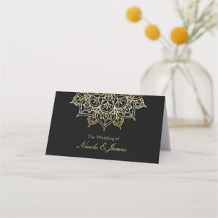 Carte De Placement Mandala Or Noir Chaise de Table Mariage Moderne Ch