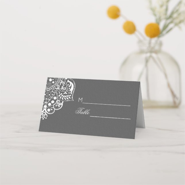 Carte De Placement Mandela Blanc Sur Damas Gris (Devant)