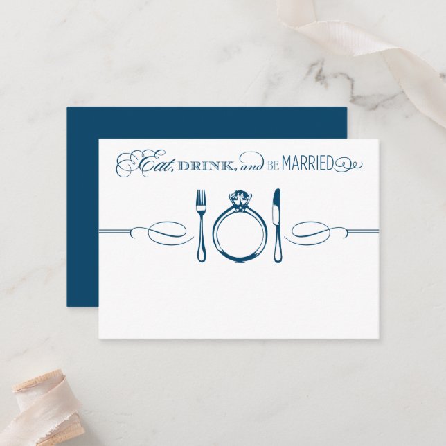 Carte De Placement Mangez boire et être marié Mariage élégant Marine (Devant/Arrière en situation)