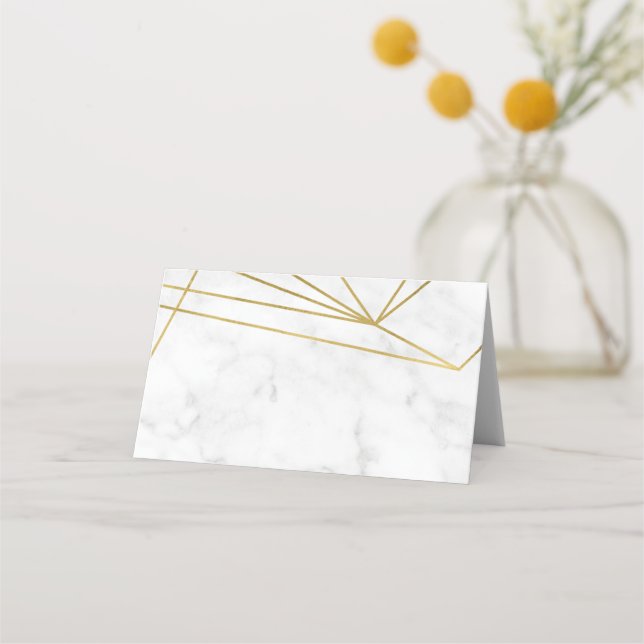 Carte De Placement Marbre Géométrique Elégant Mariage Carte Place (Devant)